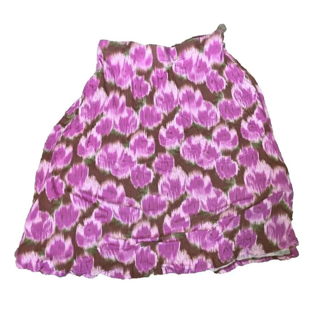 Matilda Jane Pink/Purple Below Knee Length Skirt Size Large L Elastic Waist